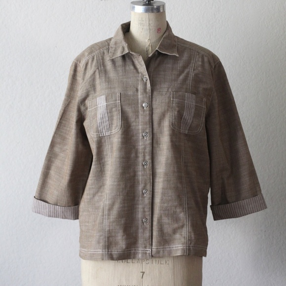 Alfred Dunner Tops - Alfred Dunner Light brown loose mid sleeve shirt - L